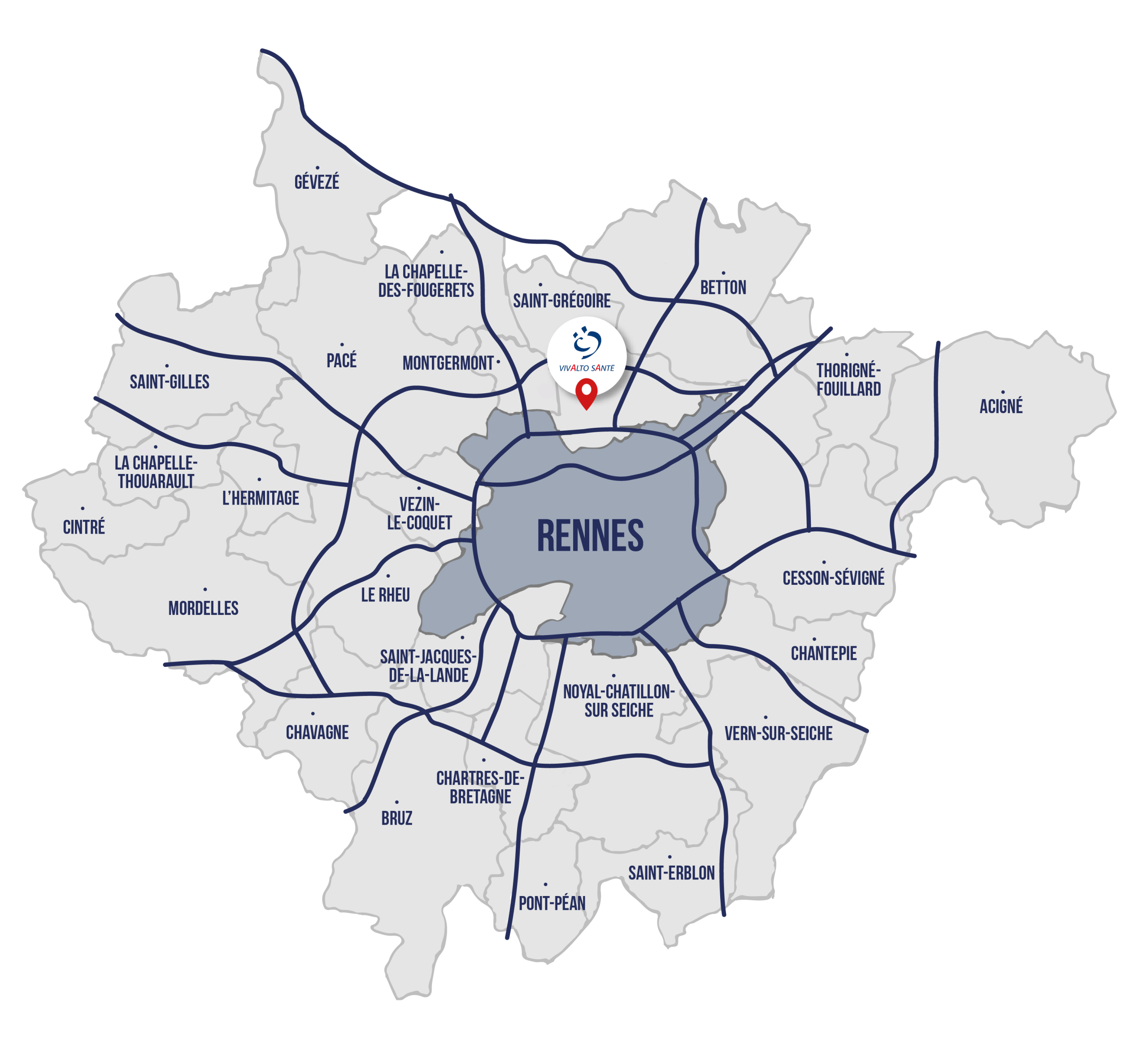 Carte géographique Vivalto-Rennes